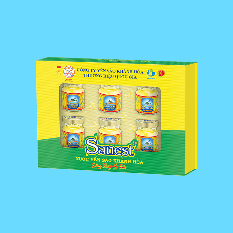 Nước yến sào Khánh Hòa Sanest Đông trùng Hạ thảo hộp 6 lọ 70ml - S005H6