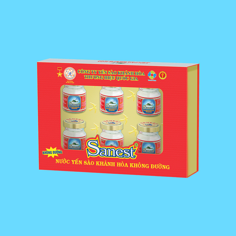 Nước Yến sào Khánh Hòa Sanest không đường hộp 6 lọ 70ml - S029H6