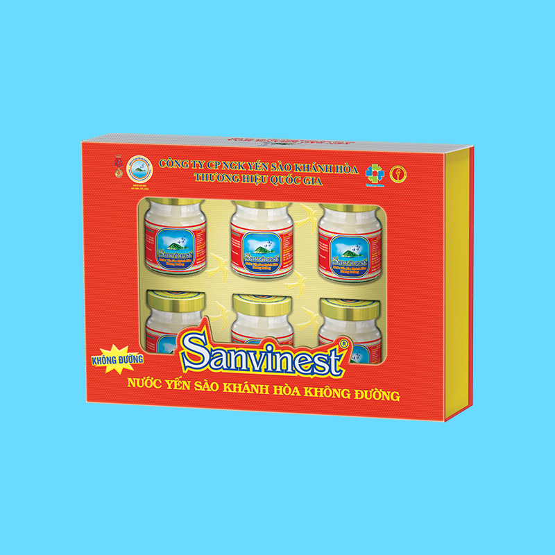 Nước Yến sào Sanvinest Khánh Hòa không đường hộp 6 lọ 70ml Quà tặng - S102H6QT