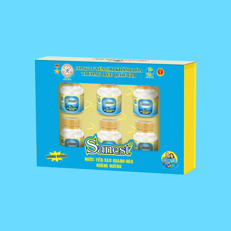 Nước Yến sào Khánh Hòa Sanest không đường dành cho người cao tuổi hộp 6 lọ 70ml - S096H6