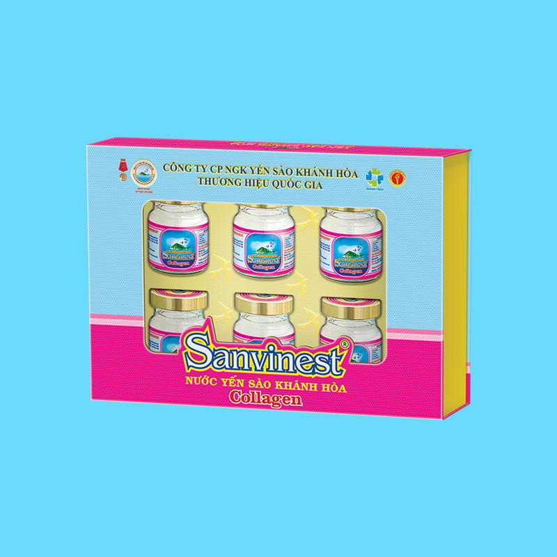 Nước Yến sào Sanvinest Khánh Hòa Collagen hộp 6 lọ 70ml - S209H6