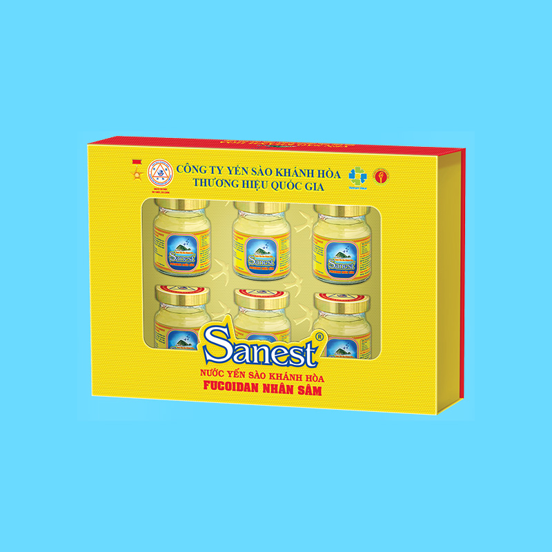 Nước yến sào Khánh Hòa Sanest Fucoidan nhân sâm hộp 6 lọ 70ml - S700H6